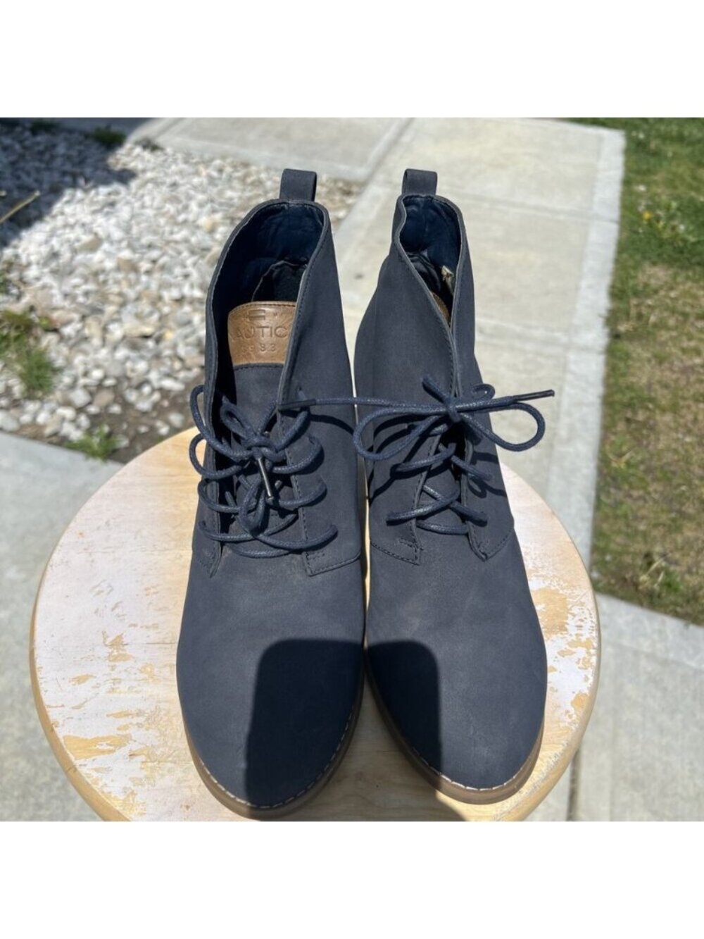 Size 10 Nautica Boots Women's Blue Ankle Suede Wedge Casual Fashion Booties